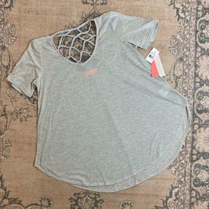 Soul Cake striped lattice back shirt, M, NWT